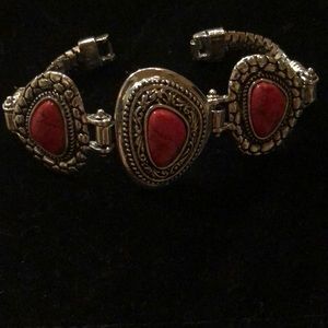 Southwestern Style Faux Red Coral Bracelet